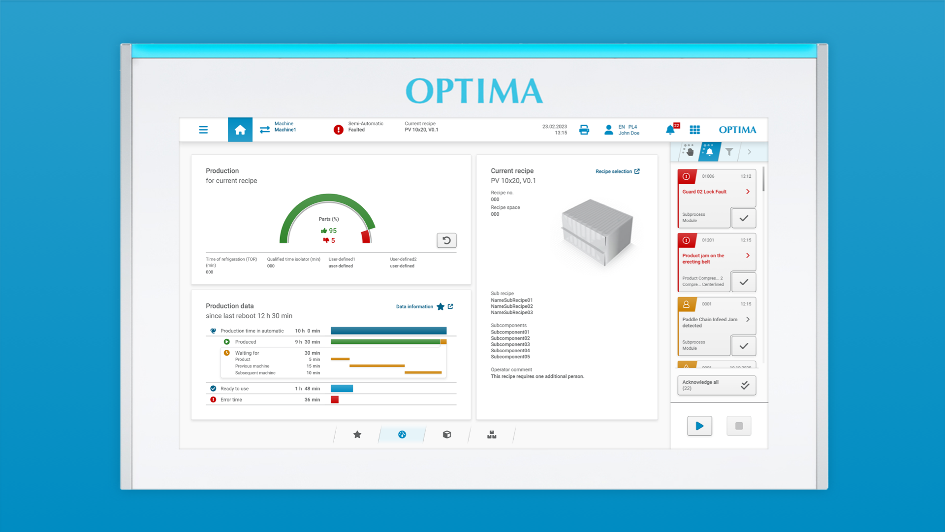 Screen des neuen User Interface von OPTIMA