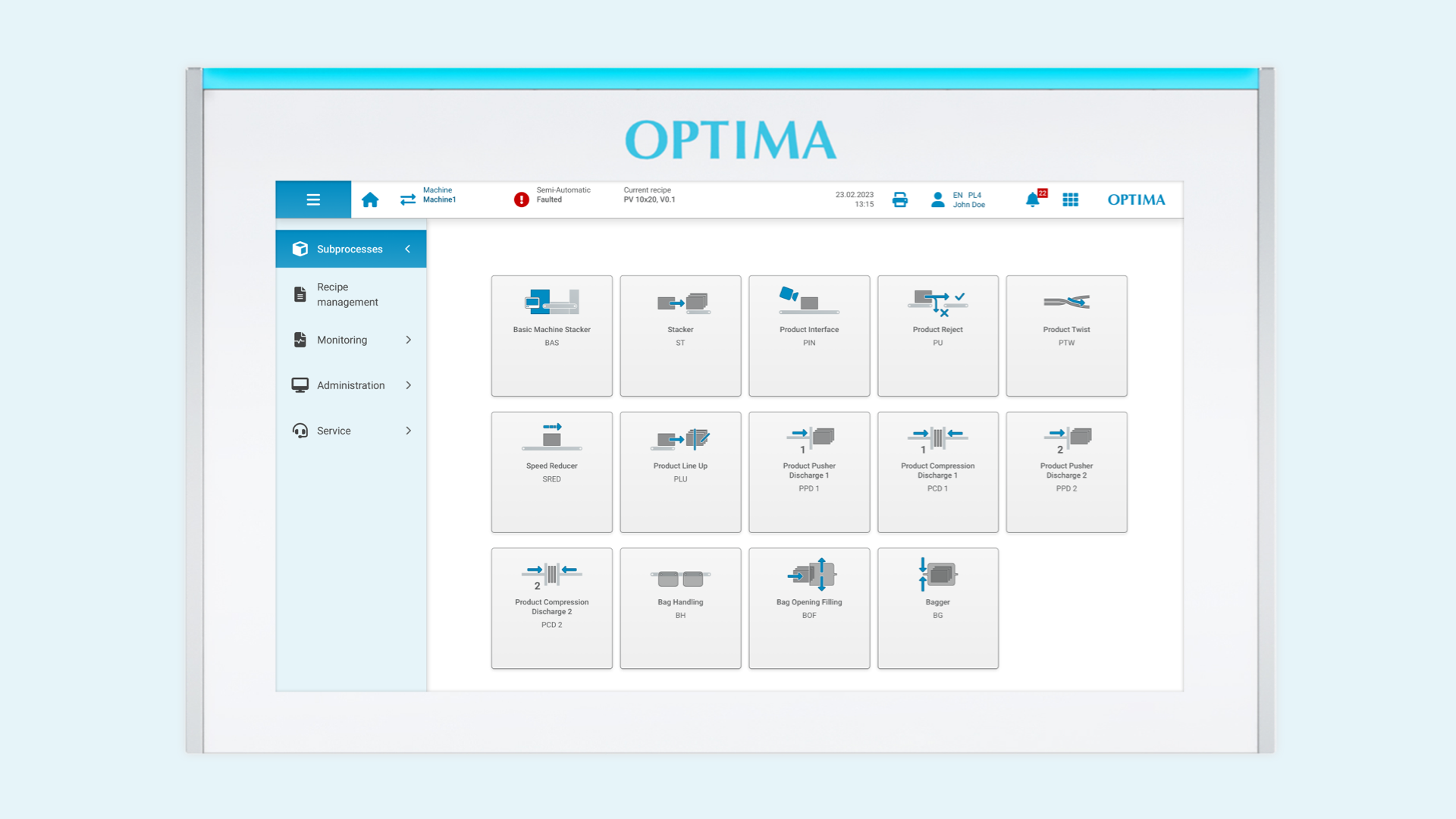 Screen des neuen User Interface von OPTIMA